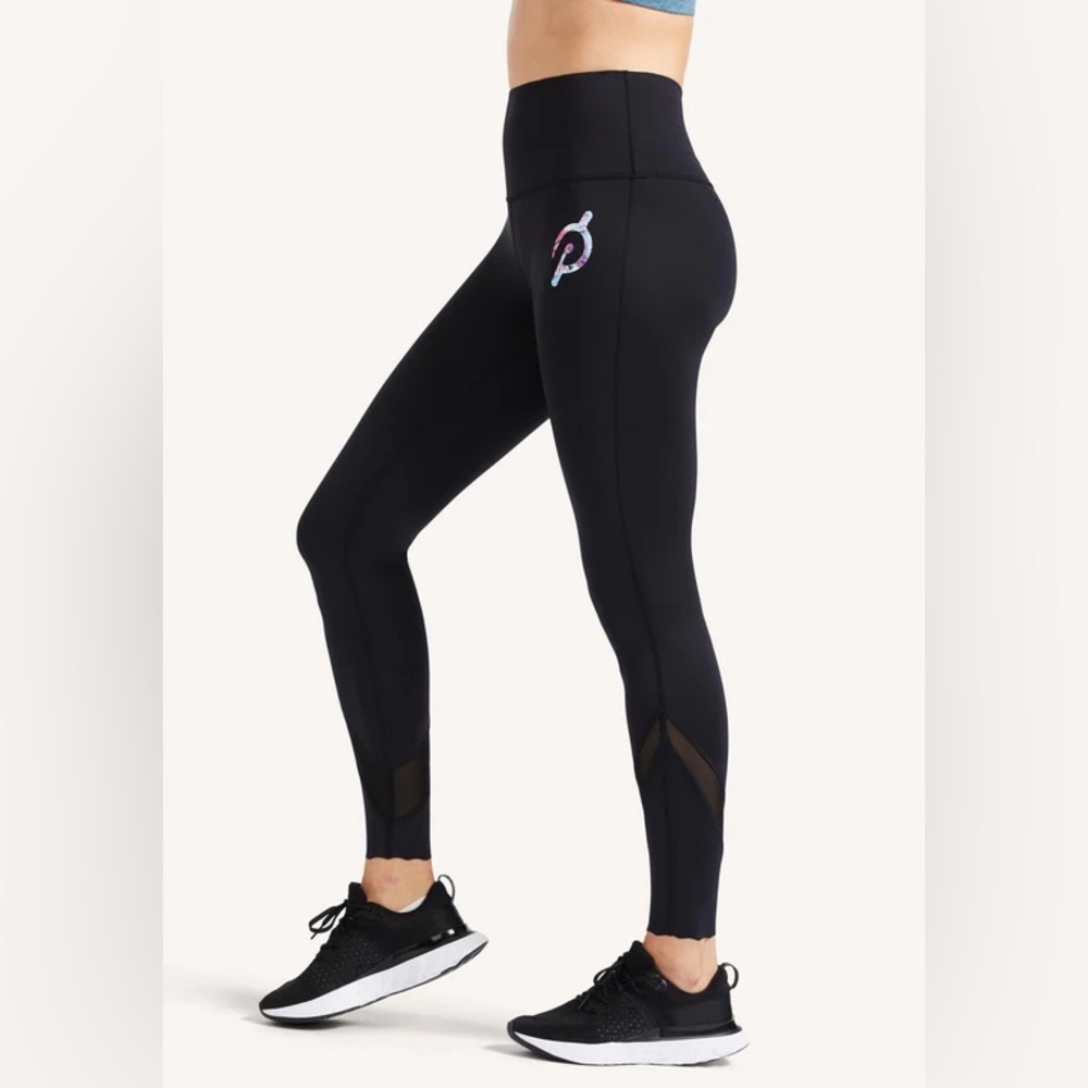 Peloton High Rise Move Black Scallop Hem Mesh Cutout Leggings Large